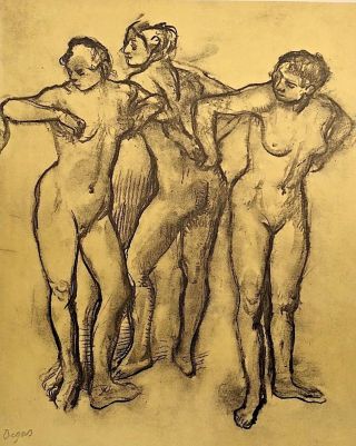 Edgar Degas 1834 - 1917 Vintage George Auriol Lithograph Print 3 Nude Dancers