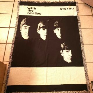 Large Vintage The Beatles Throw Blanket Thick Woven Tapestry Style