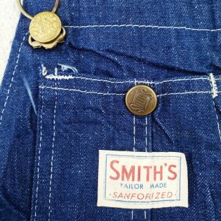 Vtg 60 70s Smiths Denim Overalls Sanforized Indigo Workwear 28x34 Deadstock Rare