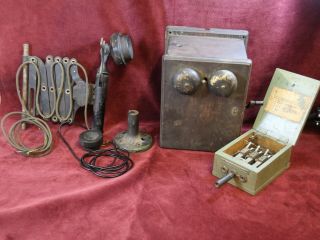 Antique Telephone,  Western Electric,  Railroad Scissor Style Candlestick And Ring