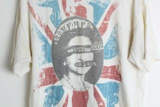 Vintage Sex Pistols T - Shirt God Save The Queen White Thrashed M