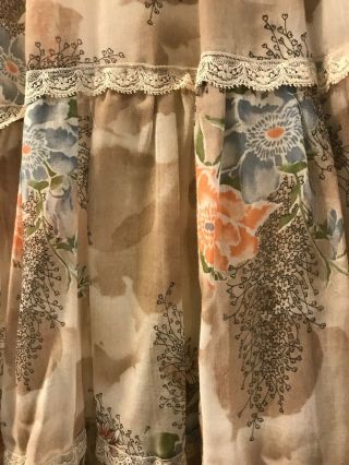 vintage 70 ' s Gunne Sax San Francisco floral prairie maxi dress long Sleeveless 6