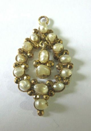 Antique Vintage Georgian / Victorian 9ct Gold & Blister Pearl Pendant