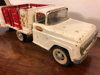 Vintage Tonka Farms Stake Truck W Horse Trailer Pressed Steel Toy 8