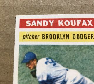 Shape Vintage Ungraded 1956 Topps Dodgers Sandy Koufax 79 2