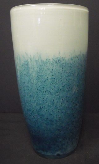 Vintage Murano Cased Glass Cylindrical Turquoise Vase,  Almost 11 " Tall,  Scavo?