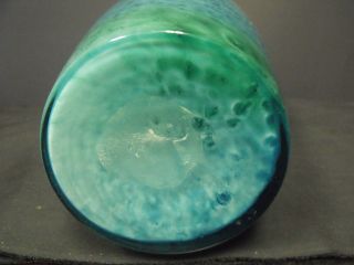 Vintage Murano Cased Glass Cylindrical Turquoise Vase,  Almost 11 