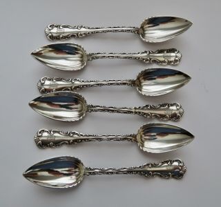 Set Of 6 Whiting Louis Xv Sterling Silver Grapefruit - Citrus Spoons.