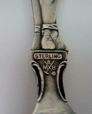 Antique Large Size Sterling Silver Souvenir Spoon Full Figural INDIAN Handle ' 16 7