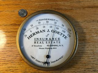 Vintage Adv.  Thermometer Flushing Ny Herman J.  Goette Real Estate -