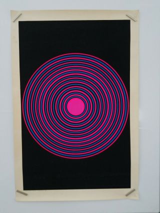 Vintage Poster Prints Psychedelic Bullseye Black Light Poster