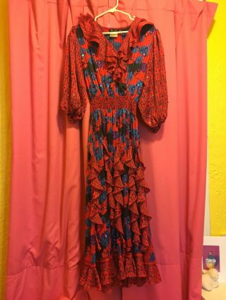 Vintage Diane Freis Red Sequined Ruffle Flamenco Dress