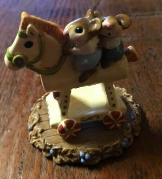 Vintage 80’s Wee Forest Folk Little Mice On Horse - Annette Peterson W/ Box