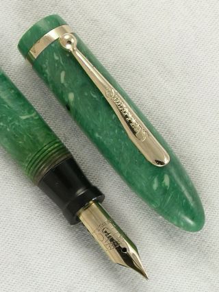 Vintage Big 1930s Sheaffer Jade Green " 5 - 30 " Balance Fountain Pen Restored