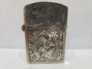 Vintage 800 Sterling Silver Lighter Hand Etched 4 Brl Hinge Zippo 2032695