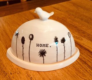 Rae Dunn Magenta Vintage Rare Dome Top Bird Chirp Butter Dish,  Home