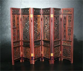 Rare Asian Oriental Chinese Handwork Carved Red Acid Sticks Wood Screen