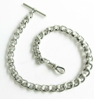 Antique Sterling Silver Albert Watch Chain 27 Grams English Hallmarks