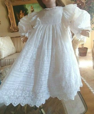 INCREDIBLE Antique Lace Doll Dress for LARGE French Jumeau Bru or German Doll 11