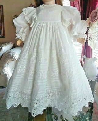 Incredible Antique Lace Doll Dress For Large French Jumeau Bru Or German Doll