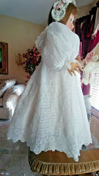 INCREDIBLE Antique Lace Doll Dress for LARGE French Jumeau Bru or German Doll 3