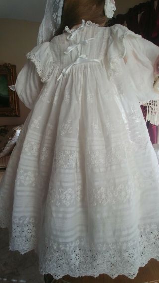INCREDIBLE Antique Lace Doll Dress for LARGE French Jumeau Bru or German Doll 5