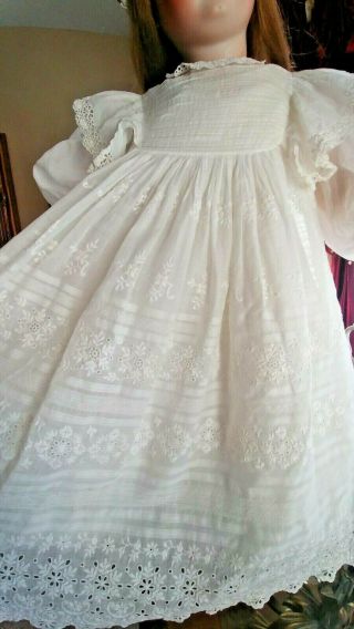 INCREDIBLE Antique Lace Doll Dress for LARGE French Jumeau Bru or German Doll 6