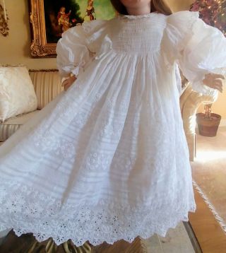 INCREDIBLE Antique Lace Doll Dress for LARGE French Jumeau Bru or German Doll 8