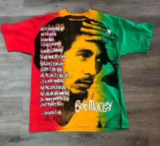 Vtg Rare 1993 Bob Marley War Lyrics Tie Dye Rasta Single Stitch T - Shirt Xl