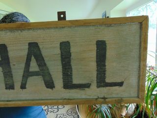 Antique wooden TOWN HALL Sign Maine country find with bracket 3