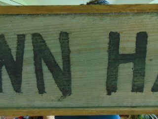 Antique wooden TOWN HALL Sign Maine country find with bracket 4