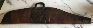 Vintage Brown Western Tooled Leather Scoped Rifle Soft Case Travel Gun Rug