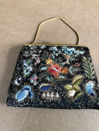 Kruckers London Embroidered Handbag Evening Bag Vintage Estate Purse Clutch