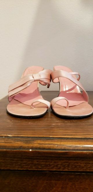 Vintage Christian Louboutin Pink Satin High Heel Slides Size 37 1/2