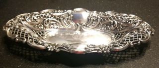 Antique Sterling Silver Hyman Berg & Co Ornate Reticulated Nut Candy Dish 3