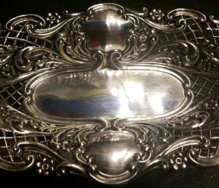 Antique Sterling Silver Hyman Berg & Co Ornate Reticulated Nut Candy Dish 6