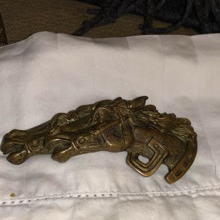 Gucci Double Horse Head Vintage Bronze Belt Buckle 4