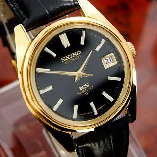 Authentic Mens King Seiko Hi - Beat Date Black Dial Ref.  5625 - 7000 Automatic Watch