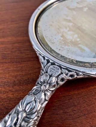 GORHAM CO.  ROUND STERLING SILVER REPOUSSE HAND MIRROR: NO MONOGRAM 6