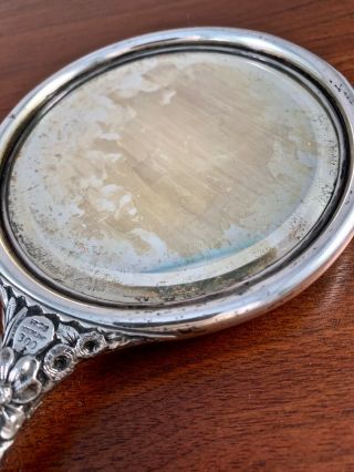 GORHAM CO.  ROUND STERLING SILVER REPOUSSE HAND MIRROR: NO MONOGRAM 7