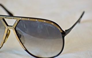 Vintage Alpina M1 Sunglasses,  black and gold,  NOS.  case and box. 4