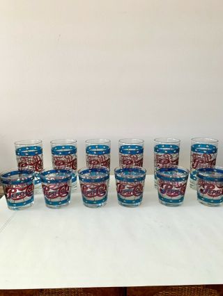 Vintage Pepsi Cola Tiffany Style Raised Stained Glass Set of 12 from the 1970 ' s 4