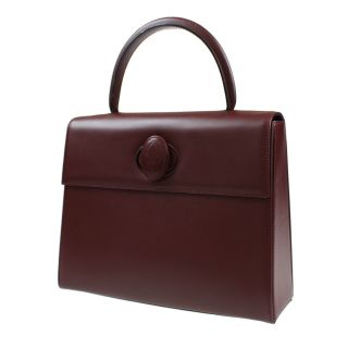 Must De Cartier Logos Hand Bag Bordeaux Leather Italy Vintage Authentic Z477 W