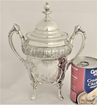Victorian Reed Barton Silver Plate East Lake Covered Sugar Tea Caddy With Roses
