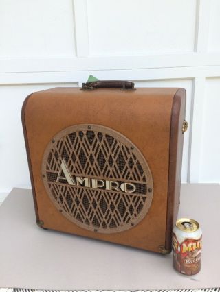 Vintage 1957 Ampro Speaker In Cabinet.