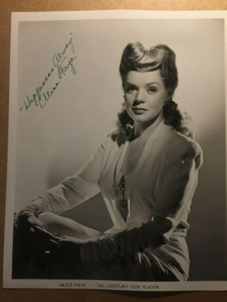 Alice Faye Rare Stunning Signed Vintage 8/10 Pin - Up Photo 1944
