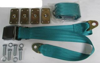 Turquoise Seat Belt Vintage Turquoise Lap Seat Belts (2),  Retrofit Mtg Kit:74 "