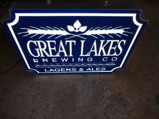 Vintage Great Lakes Brewing Co.  Light Up Beer Sign W/moving Water Zeon Lightning