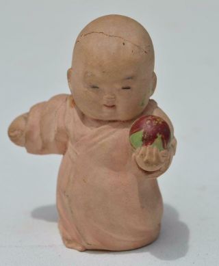 Antique Child Chinese Japanese Asian Pottery Doll Figure Fertility Baby Signed