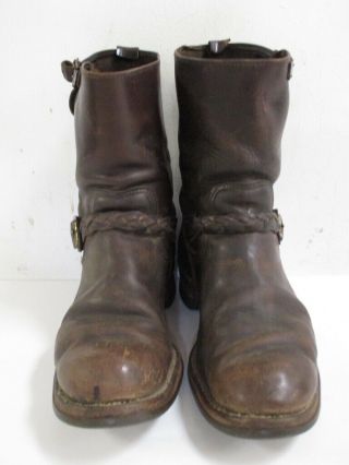 Vintage 1960s Red Wing Brown Leather Engineer Motorcycle Boots Size 9 C